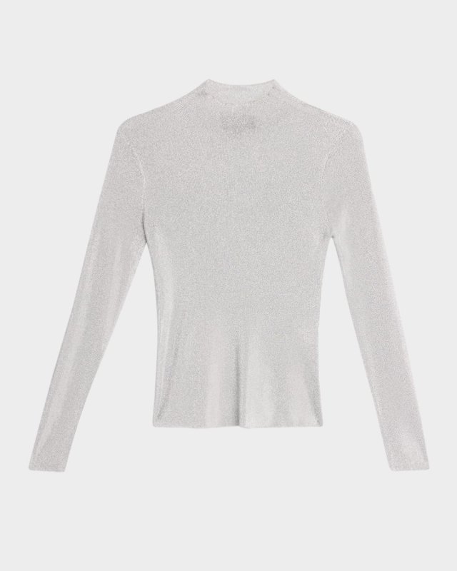 Avery Metallic Knit Mock-Neck Top